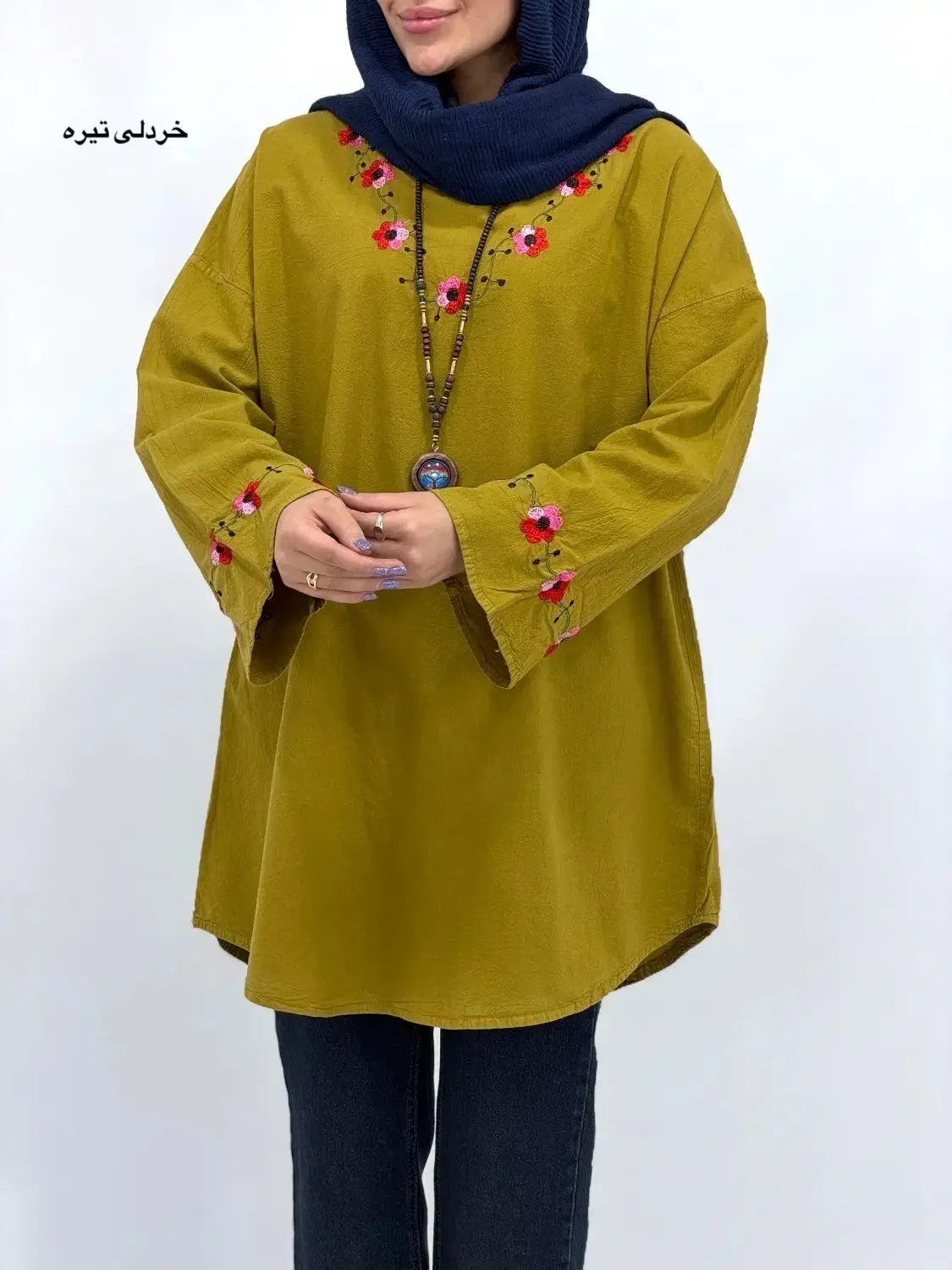 مانتو لینن گلدوزی نرگس کد 7033